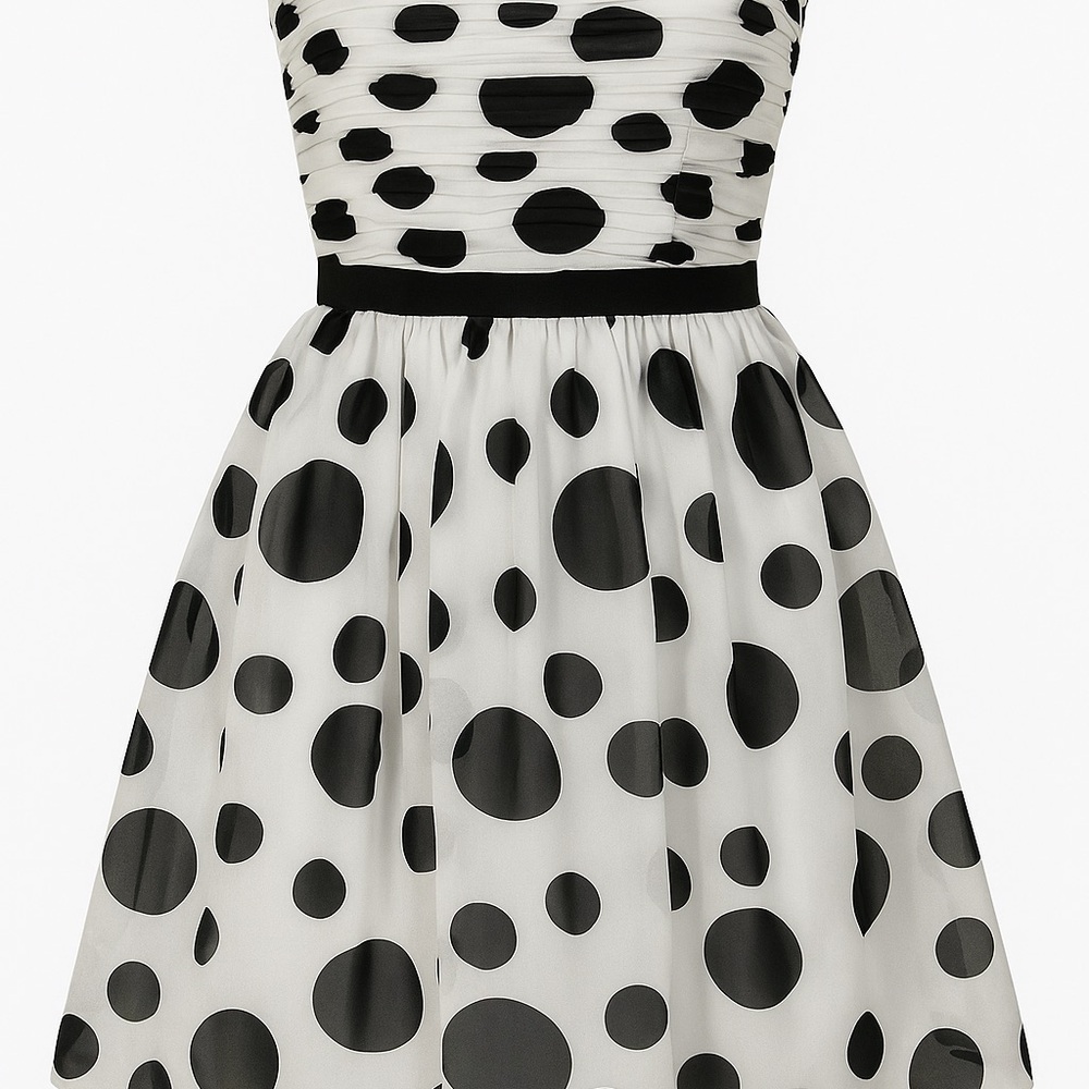 Guess Cream Pleated Strapless Fit and Flare Dress